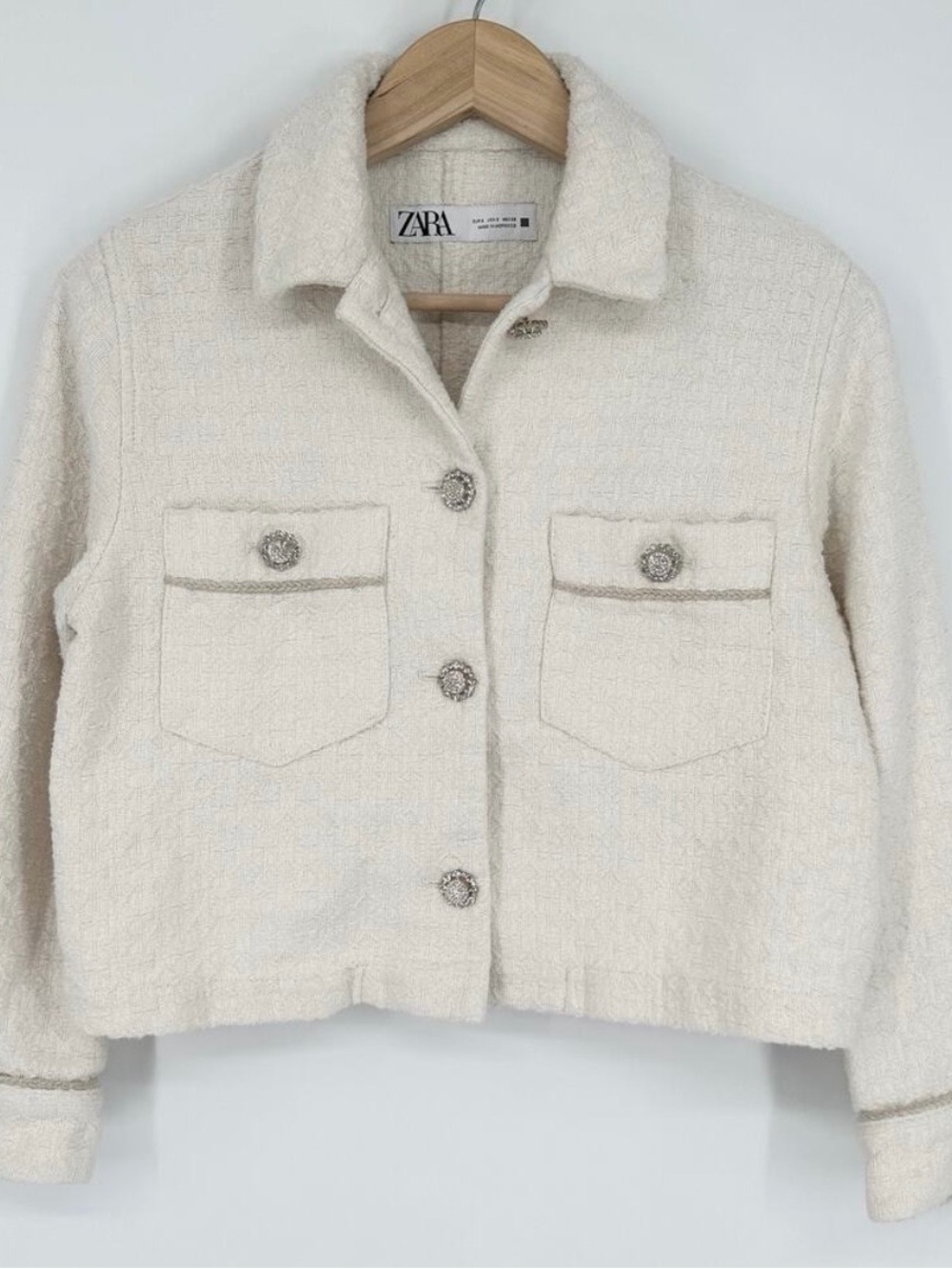 Zara Tweed Rhinetone Button Jacket - Picture 3 of 4